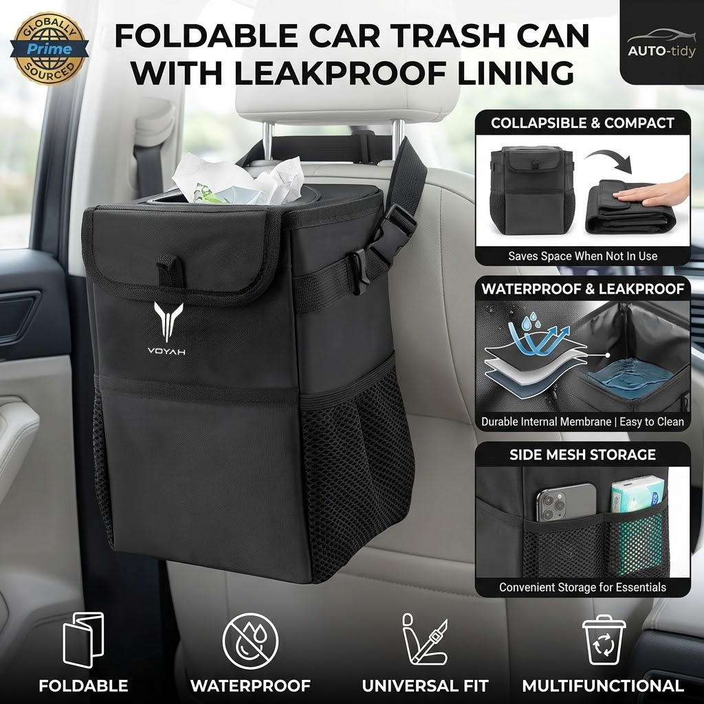 Faltbarer, tragbarer, auslaufs – Waterproof Car Trash Can With Lid Bewertung und Preis